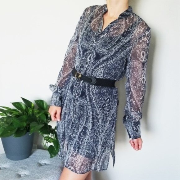 Brooks Brothers Dresses & Skirts - BrooksBrothers Sheer Silk Blue Paisley Shirt Dress
